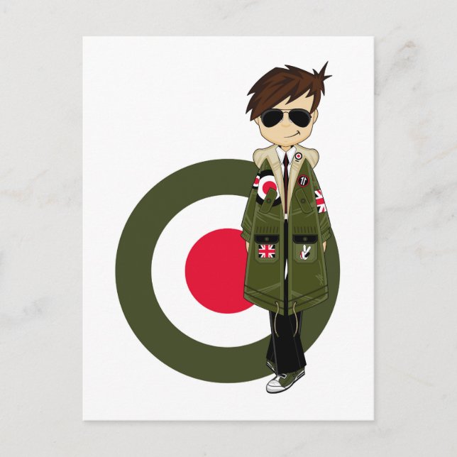 Carte Postale Mod cool à Parka et lunettes de soleil (Devant)