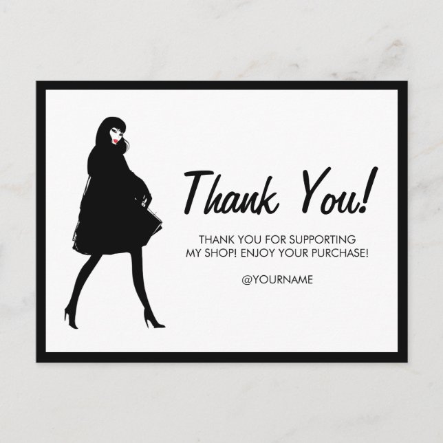 Carte Postale Mod Fashion Girl Boutique, Poshmark Merci (Devant)