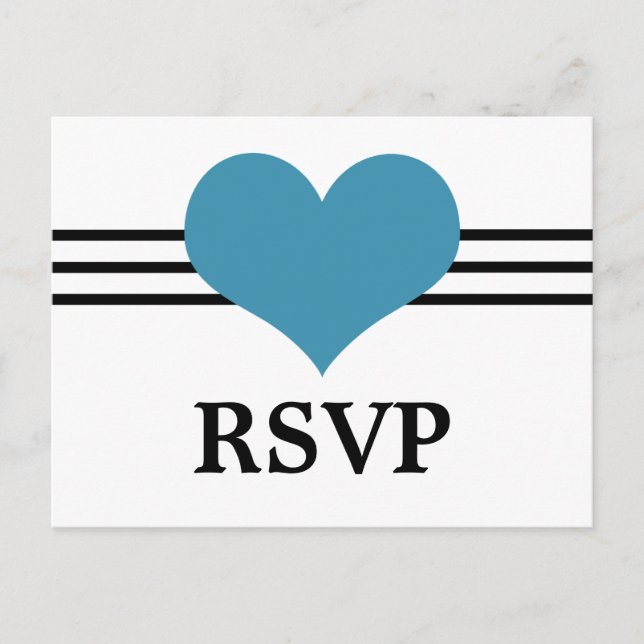 Carte postale Mod Heart RSVP, Bleu (Devant)