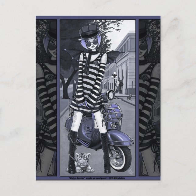 Carte Postale Mod Moped Urbain Ville Fée Misty (Devant)