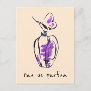 Carte Postale Mode bouteille de parfum Eau de parfum illustratio