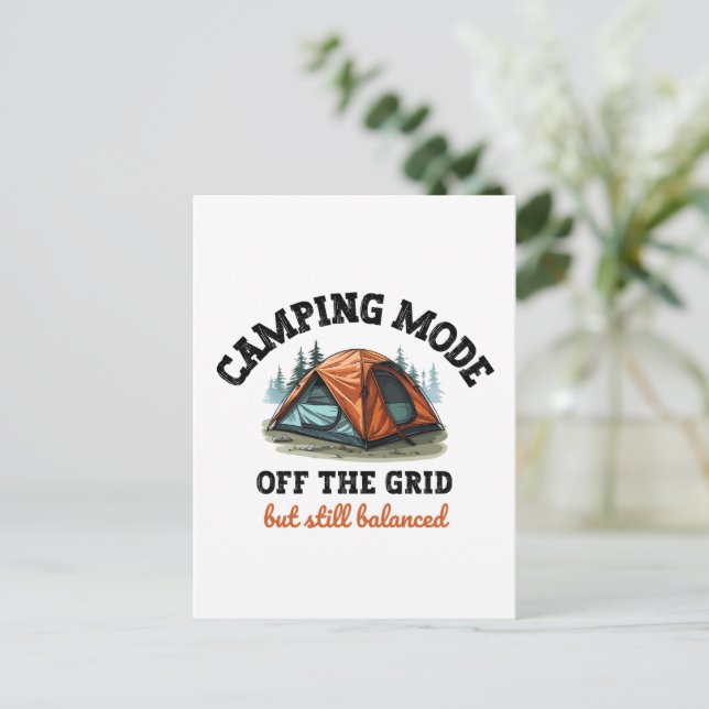 Carte Postale Mode Camping : Hors Réseau - Cadeau Drôle pour Com (Debout devant)