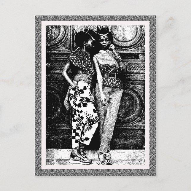 Carte Postale Mode d'art pop afro rétro (Devant)
