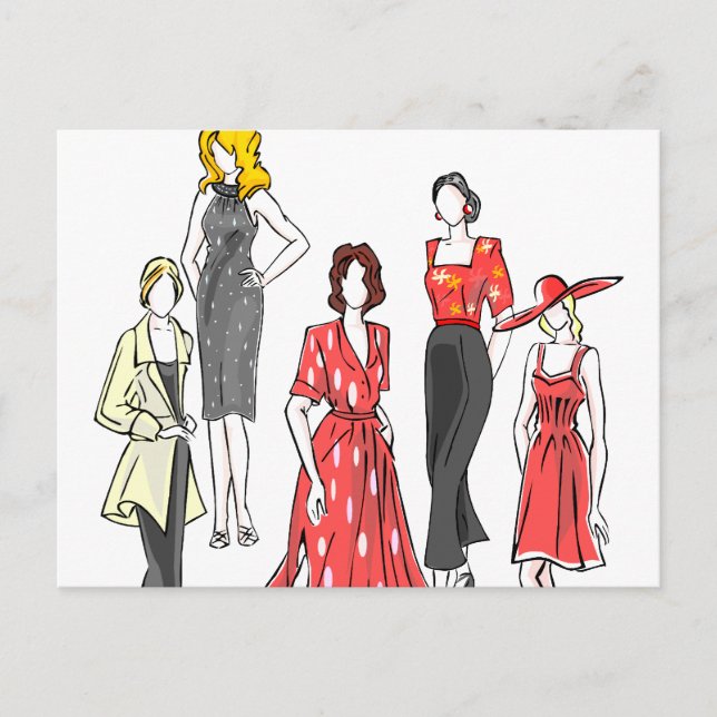 Carte Postale Mode en rouge (Devant)