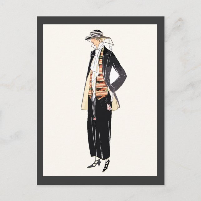 Carte Postale Mode femme 1920 Déco Pochoir (Devant)