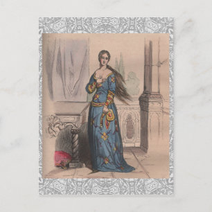Carte Postale Mode française médiévale noble femme costume dente