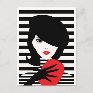 Carte Postale Mode française stylistique illustration de mode
