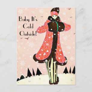 Carte Postale Mode hiver vintage