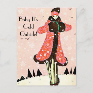 Carte Postale Mode hiver vintage