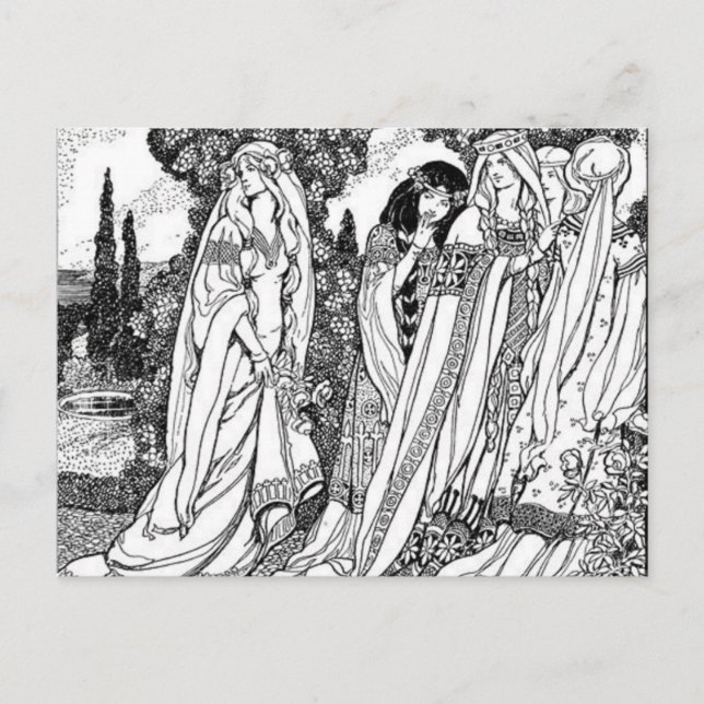 Carte Postale Mode Médiéval Noir Et Blanc (Devant)