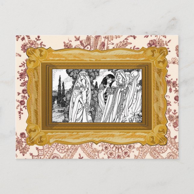 Carte Postale Mode Médiéval Noir Et Blanc (Devant)