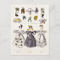 Mode Paris 1800s vintage - Robe et Casquette franç