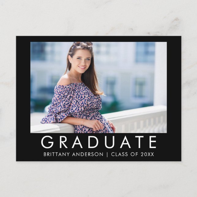 Carte Postale Mode Trendy Graduy Photo Party Invitation (Devant)