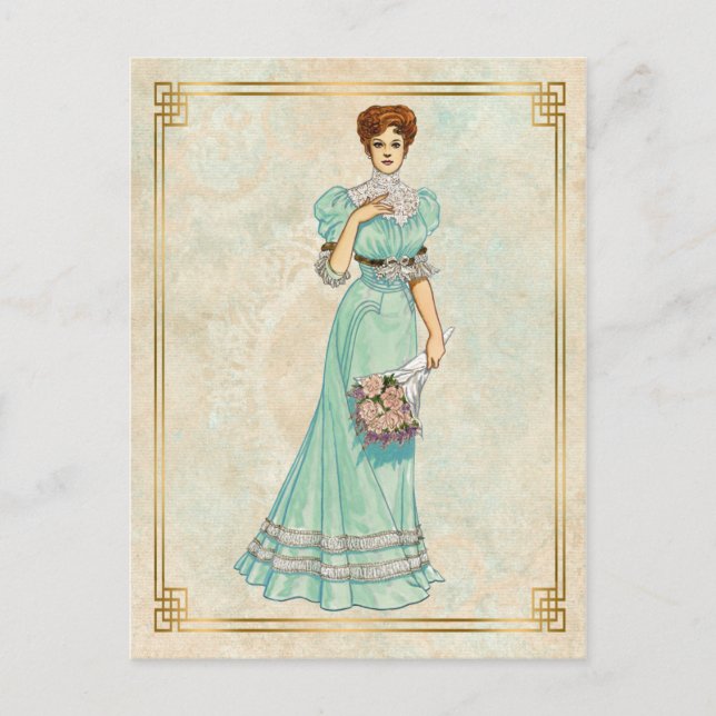 Carte Postale Mode victorienne Vintage Illustration (Devant)
