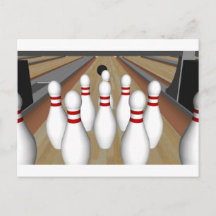 Carte Postale Modèle 3D : Épingles de bowling sur la voie :
