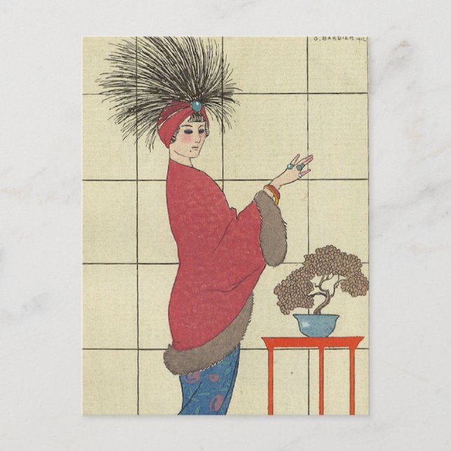 Carte Postale Modèle avec le manteau équilibré par Fox (Devant)