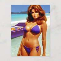 Carte postale Modèle Bikini de style rétro