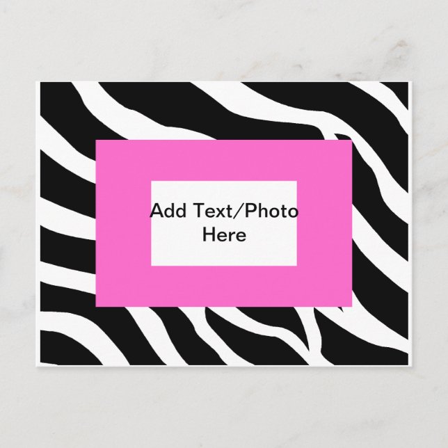 Carte Postale Modèle blanc rose Zebra (Devant)