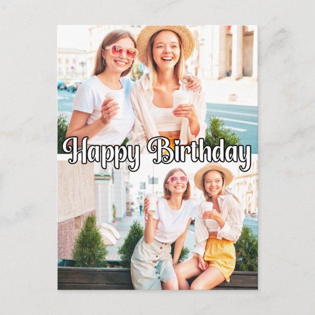 Carte Postale Modèle d'anniversaire personnalisé tendance avec 2 (Devant)