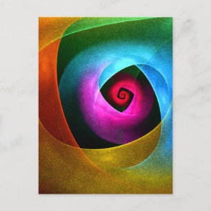 Carte Postale Modèle d'art abstrait moderne bleu orange rose #24