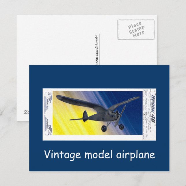 Carte postale - Modèle d'avion vintage - Fantôme (Devant / Derrière)