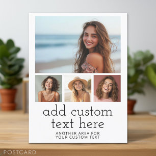 Carte Postale Modèle de 4 photos avec 2 lignes de texte