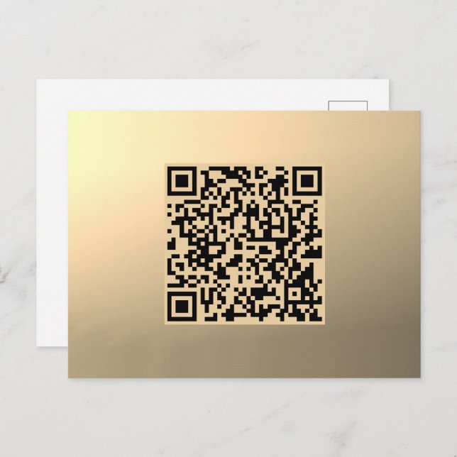 Carte Postale Modèle de code QR immédiatement modifiable | Or Fa (Devant / Derrière)