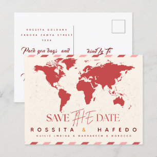 Carte Postale Modèle de faire-part de mariage de destination, aq