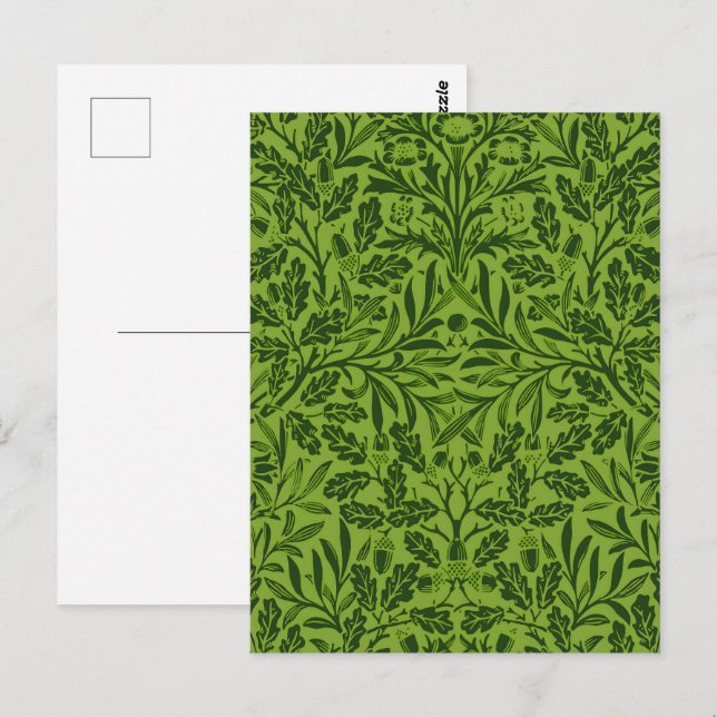 Carte Postale Modèle de feuille de chêne vert sans couture de Wi (Devant / Derrière)