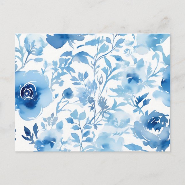 Carte Postale Modèle de fleurs bleues douces aquarelle (Devant)