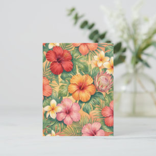 Carte Postale Modèle de fleurs décoratives hawaïennes aloha