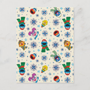 Carte Postale Modèle de flocon de neige de Noël de Sesame Street