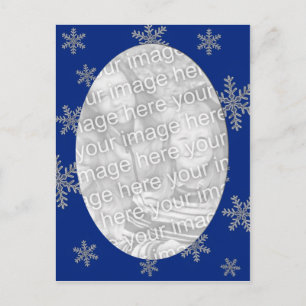 Carte Postale Modèle de flocons d'argent bleu