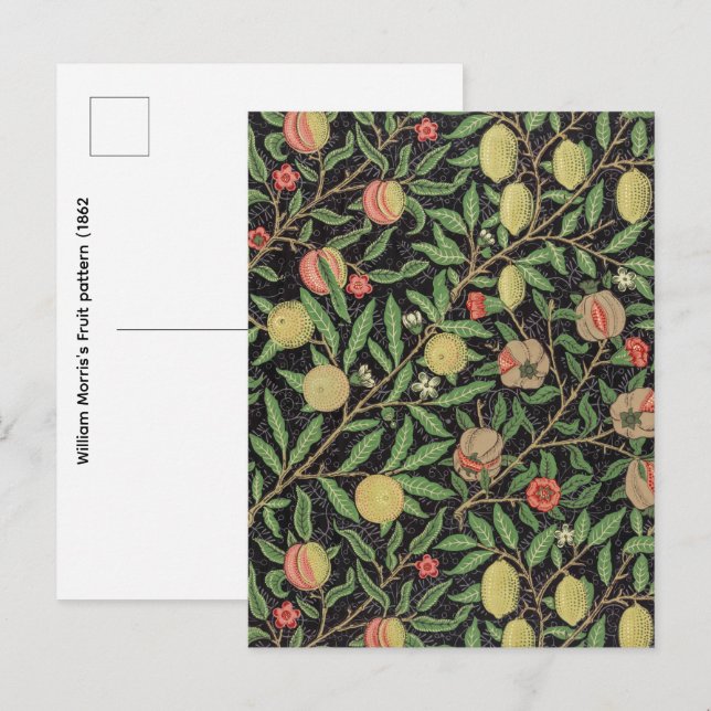 Carte Postale Modèle de fruits de William Morris (1862)  (Devant / Derrière)