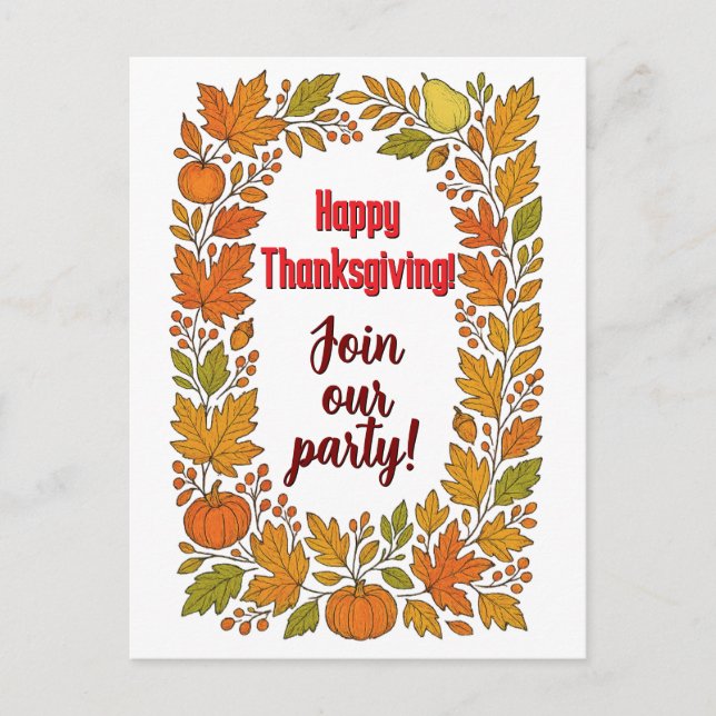 Carte Postale Modèle de Joyeux Thanksgiving (Devant)
