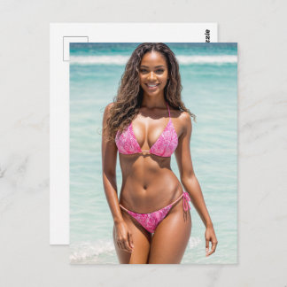 Carte Postale Modèle de maillot de bain afro-américain souriant
