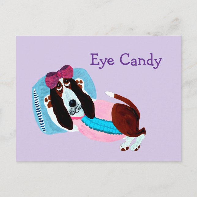 Carte Postale Modèle de maillot de bain Basset Hound Eye Candy (Devant)