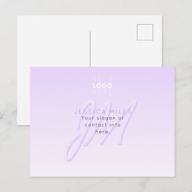 Carte Postale Modèle de nom professionnel et de slogan | Violet  (Devant / Derrière)