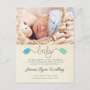 Carte Postale Modèle de photo de remerciement pour bébé garçon a