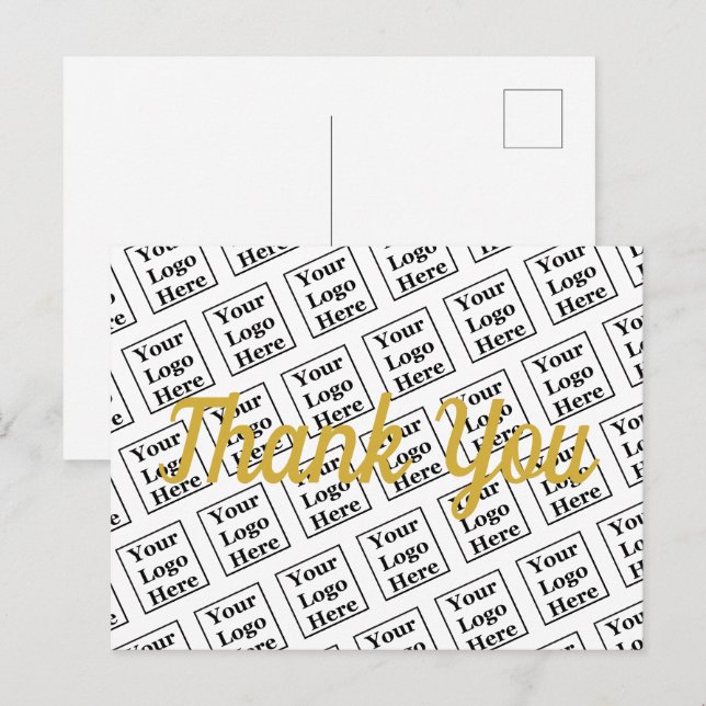Carte Postale Modèle de script doré Merci Votre logo ici (Devant / Derrière)