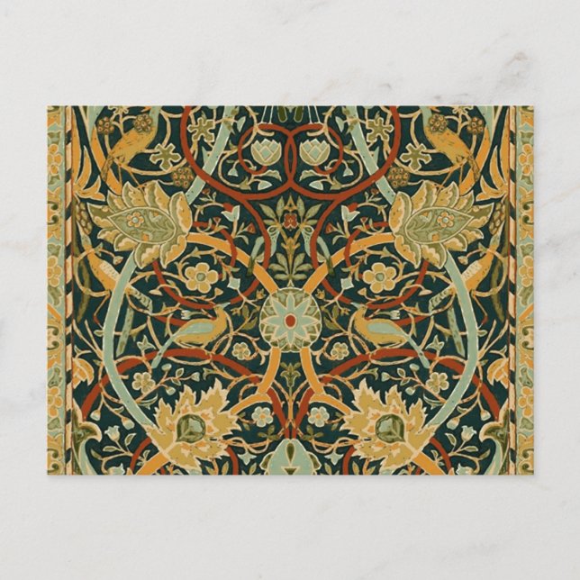 Carte Postale Modèle de tapisserie forestière de William Morris  (Devant)
