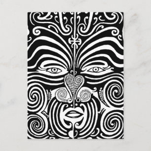 Carte Postale Modèle de tatouage tribal Maori Moko antique.