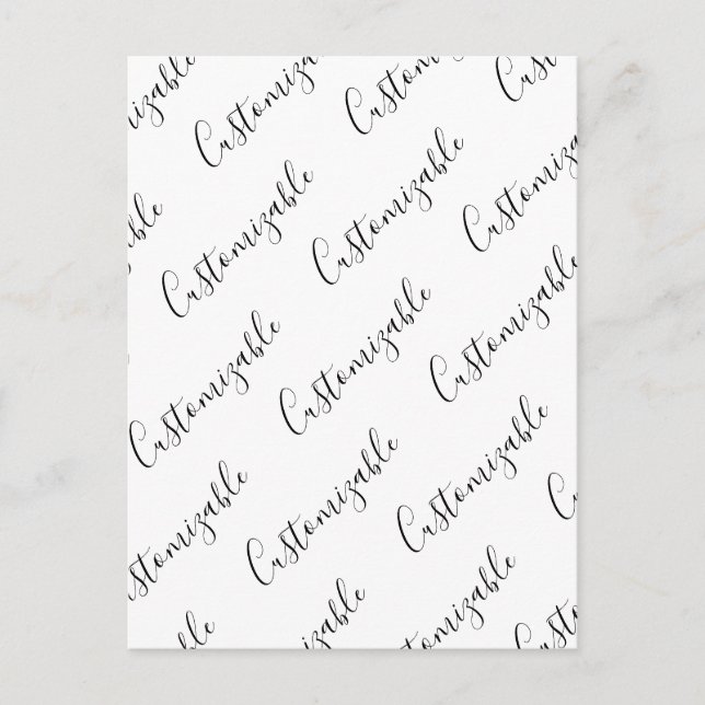 Carte Postale Modèle de texte de script moderne éditable | Noir  (Devant)