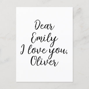 Carte Postale Modèle de texte Je t'aime