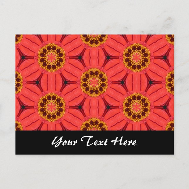 Carte Postale Modèle de tissage à fleurs rouges (Devant)