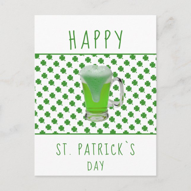 Carte Postale Modèle de trèfle de bière verte de la Saint-Patric (Devant)