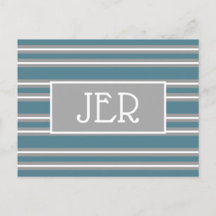 Carte Postale Modèle d'initiales de monogramme moderne Turquoise