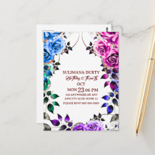 Carte Postale Modèle d'invitation d'anniversaire Rose Gold : Fai