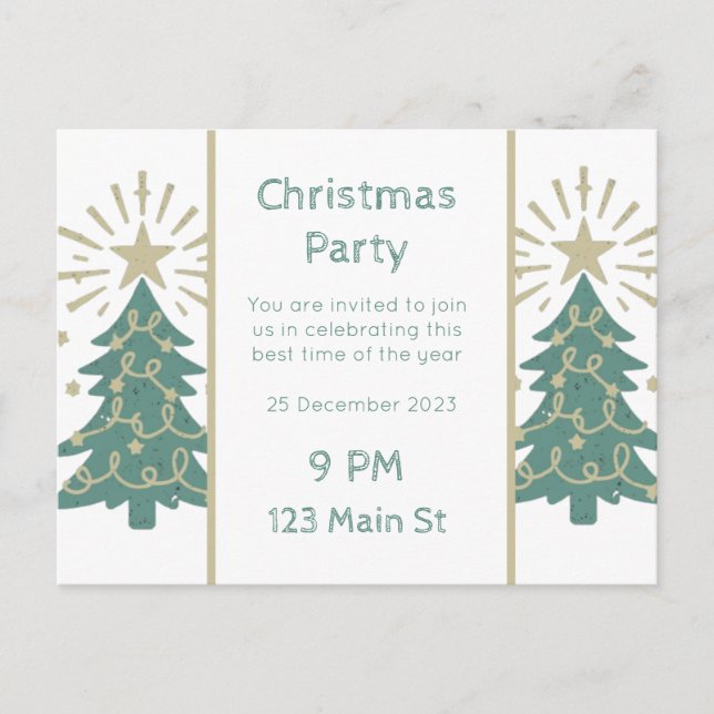 Carte Postale modèle d'invitation de fête de noël personnalisabl (Devant)