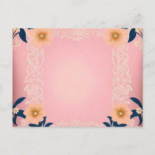 Carte Postale Modèle floral rustique sur Arrière - plan rose cla